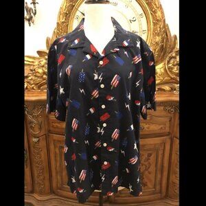 City Streets Men's L Patriotic Theme Button Front SS Shirt. NOS.  B68